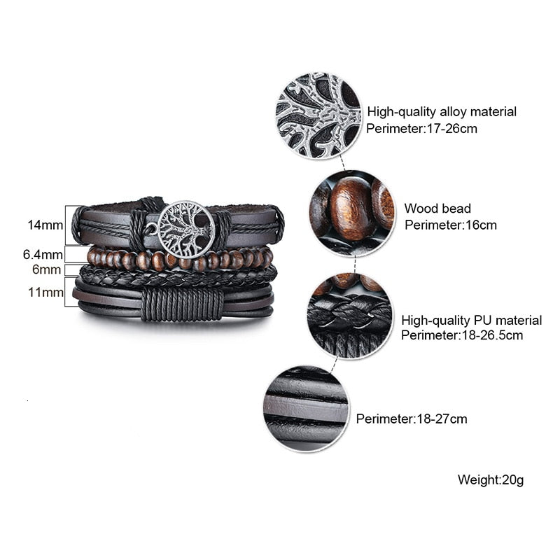 Vnox 4Pcs/ Set Braided Wrap