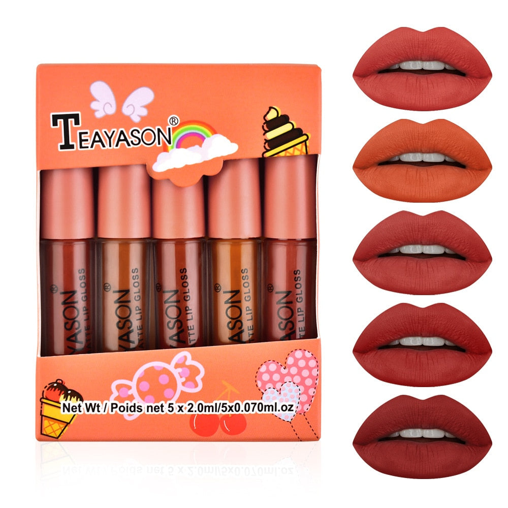 5Pcs/Set Waterproof Lipstick