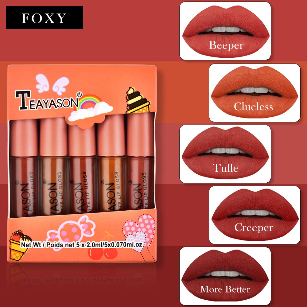 5Pcs/Set Waterproof Lipstick