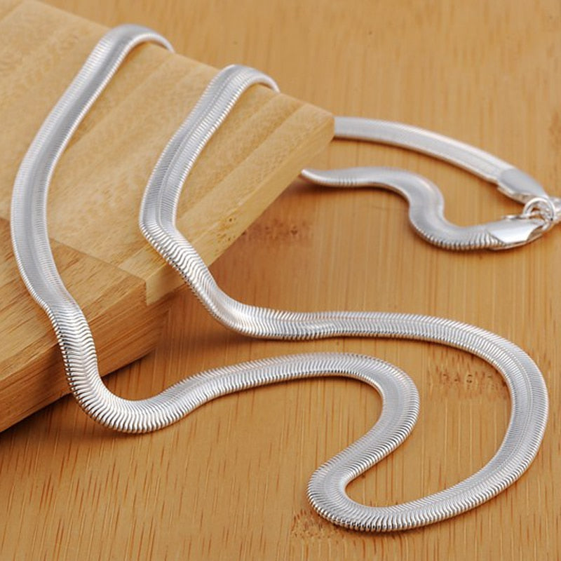 Flat Snake 925 Sterling Silver 6MM Necklace