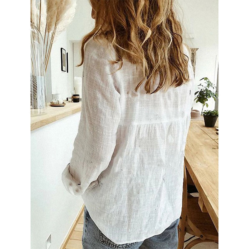 Leisure Top Lady Loose Long Sleeve Oversized Shirt