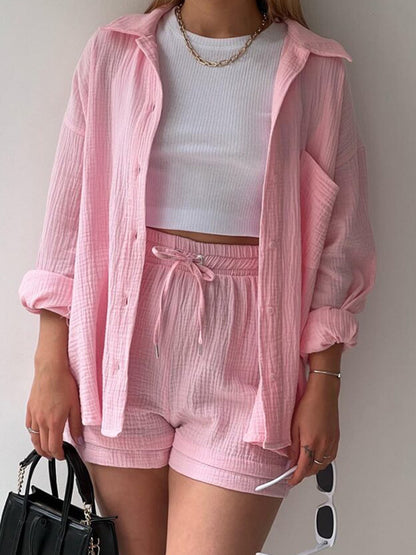 Casual Pleated Two Piece Set