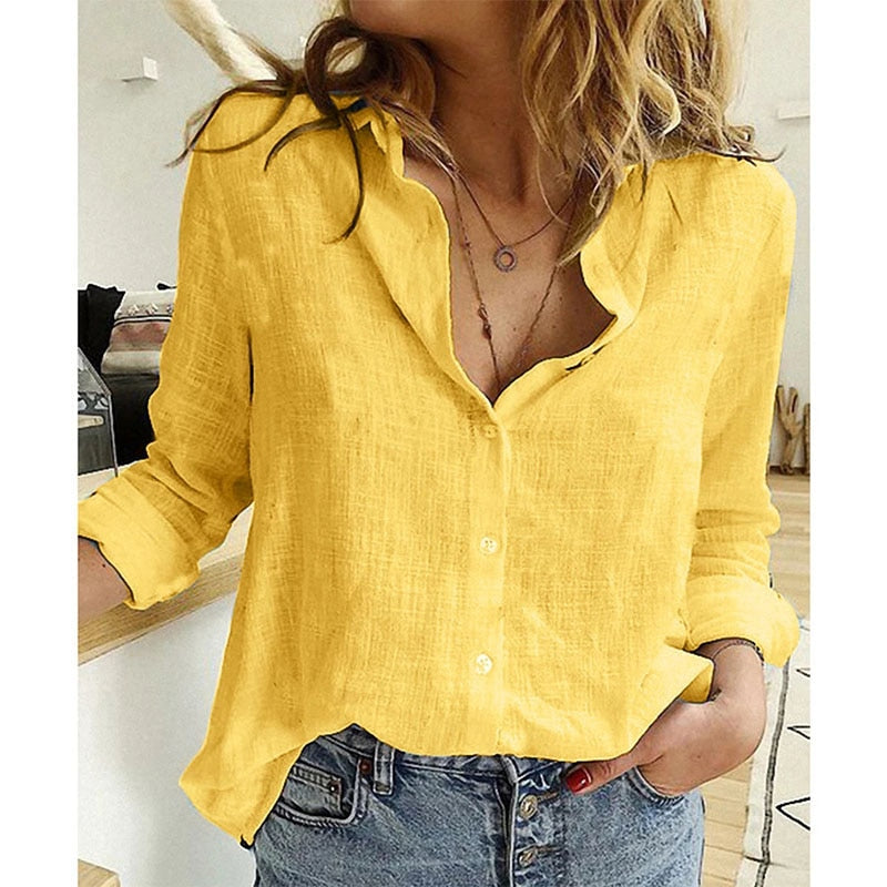 Leisure Top Lady Loose Long Sleeve Oversized Shirt